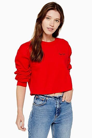 Topshop Smile Embroidered Sweatshirt