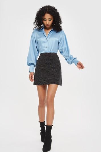 Topshop Moto Diamond Crystal A-line Skirt