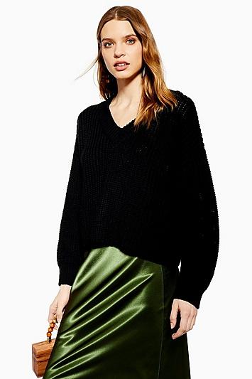 Topshop Black V-neck Jumper