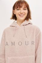 Topshop Borg Amour Slogan Hoody By Tee & Cake