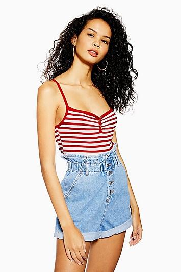 Topshop Stripe Button Front Vest
