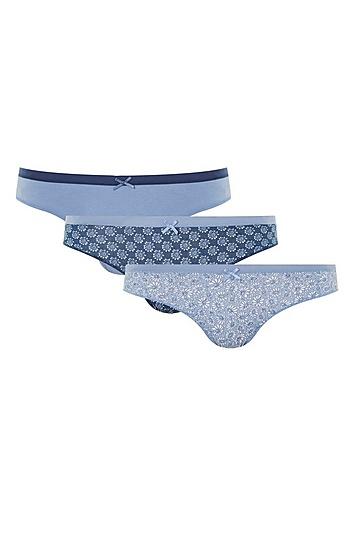 Topshop 3 Pack Denim Flower Mini Knickers