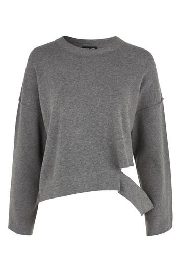 Topshop Disconnected Hem Knitted Sweatshirt