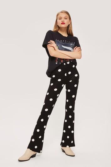 Topshop Polka Dot Flared Trousers