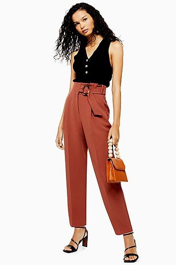 Topshop Brown Belt Peg Trousers