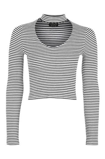 Topshop Petite Stripe Long Sleeve Top