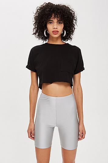 Topshop Petite Sewn Off Crop T-shirt