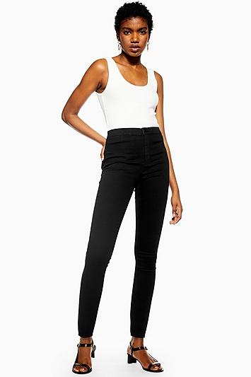 Topshop Black Zip Hem Joni Jeans