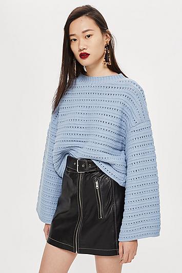Topshop Cropped Wide Sleeve Jumper