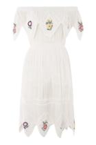 Topshop Petite Embroidered Bardot Sun Dress