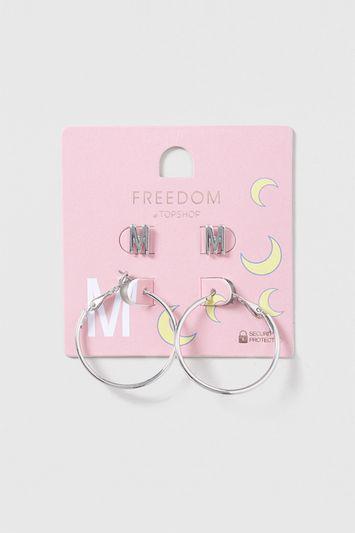 Topshop M Initial Stud And Hoop Earrings
