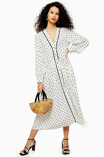 Topshop Spot Trim Smock Dress