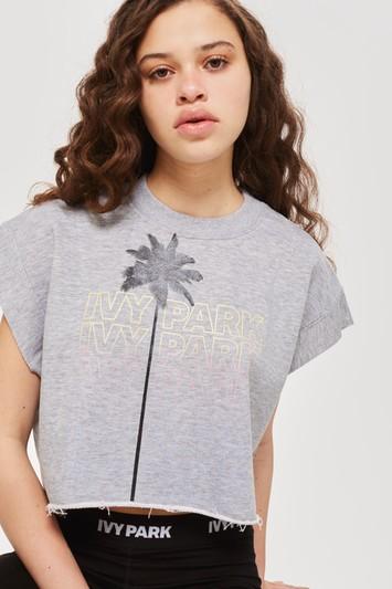 Topshop Festival Palm Print Crop T-shirt By Ivy Park