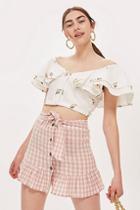 Topshop Petite Rose Gingham Mini Skirt