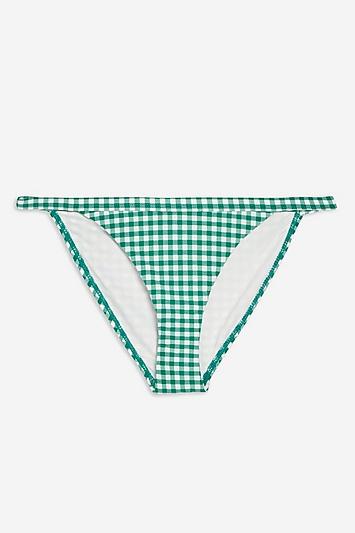 Topshop Green Gingham Bikini Bottoms
