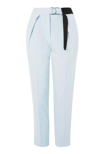 Topshop Petite Webbed Belt Peg Trousers