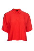 Topshop Red Short Sleeve Roll Up Shirt