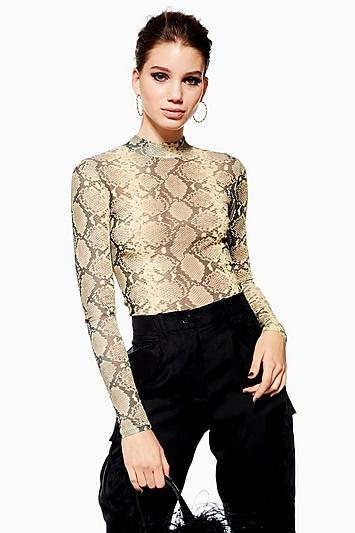Topshop Tall Snake Long Sleeve Top