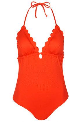 Topshop Plunge Scallop Swimsuit