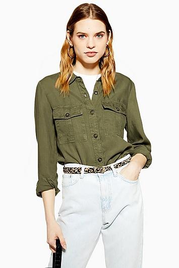 Topshop Double Pocket Utility Shirt