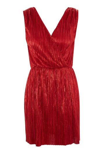 Topshop *metallic Pleated Wrap Mini Dress By Oh My Love