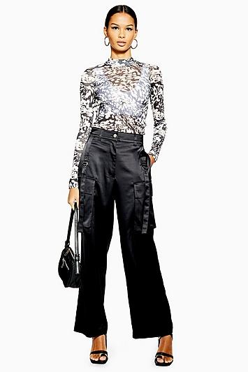 Topshop 90's Satin Wide Leg Trousers