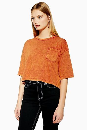Topshop Acid Wash Crop T-shirt