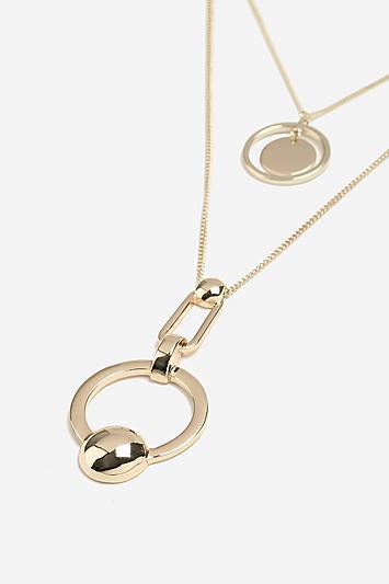 Topshop *disc And Shape Multirow Necklace