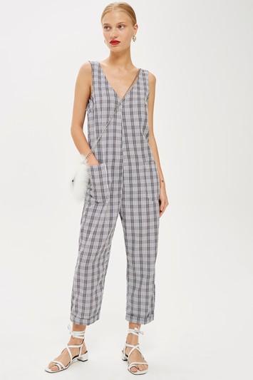 Topshop Check Slouch Jumpsuit