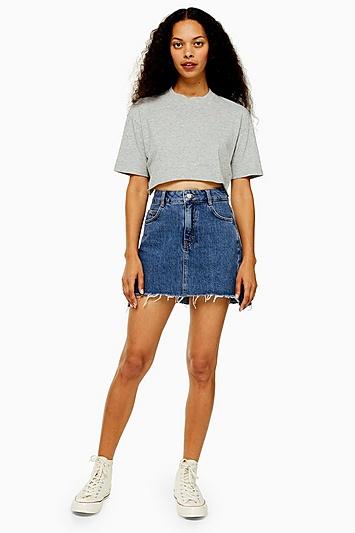 Topshop Petite Step Hem Denim Skirt