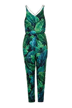 Topshop Tall Palm Print Jumpsuit