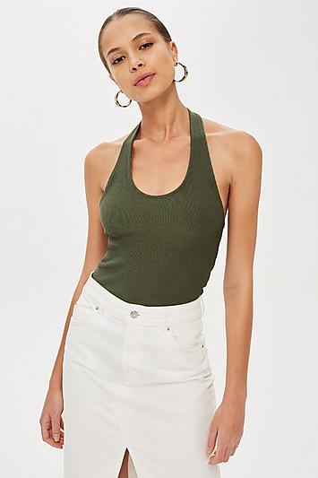 Topshop Rib Halter Neck Top