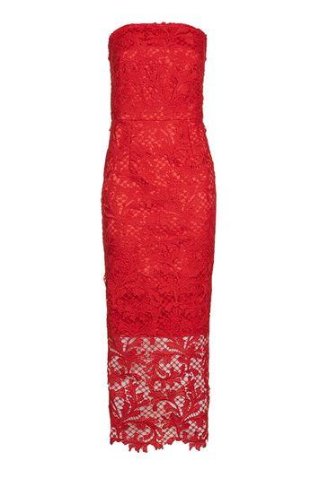 Topshop Tall Bandeau Lace Midi Dress