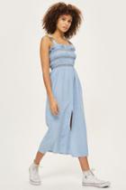 Topshop Chambray Striped Midi Shift Dress
