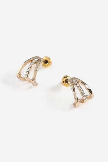 Topshop *3 Row Crystal Hoop Earrings
