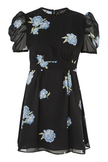 Topshop Petite Floral Stud Skater Dress