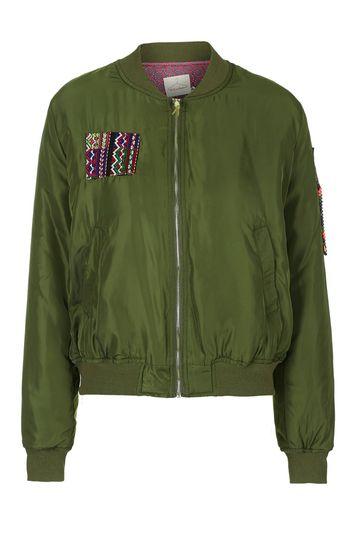 Topshop Imagine Embroidered Bomber By Native Rose