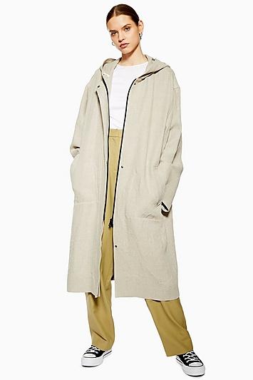 Topshop *linen Hooded Parka By Boutique