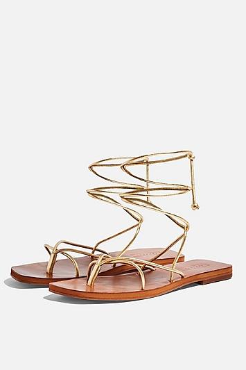 Topshop Forest Gold Wrap Sandals