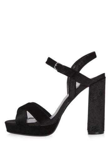 Topshop Major Cross Strap Velvet Sandals