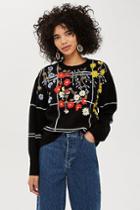 Topshop Embroidered Check Jumper