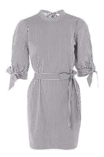 Topshop Stripe Poplin High Neck Shirt Dress