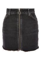 Topshop Petite Zip Through Denim Mini Skirt