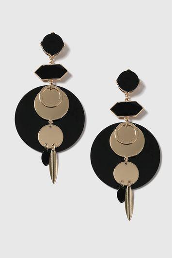 Topshop Retro Mix Shape Drop Hoop Earrings