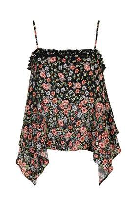 Topshop Floral Hankie Hem Sun Top