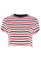 Topshop Petite Stripe Roll Back Sleeve T-shirt
