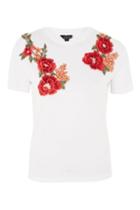 Topshop Tall Floral Print Applique T-shirt