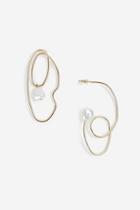 Topshop *pearl Asymmetric Wire Earrings