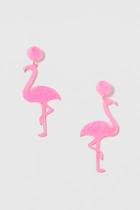 Topshop Pink Glitter Flamingo Earrings