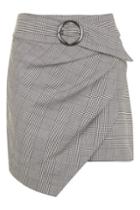 Topshop Wrap Belted Check Skirt